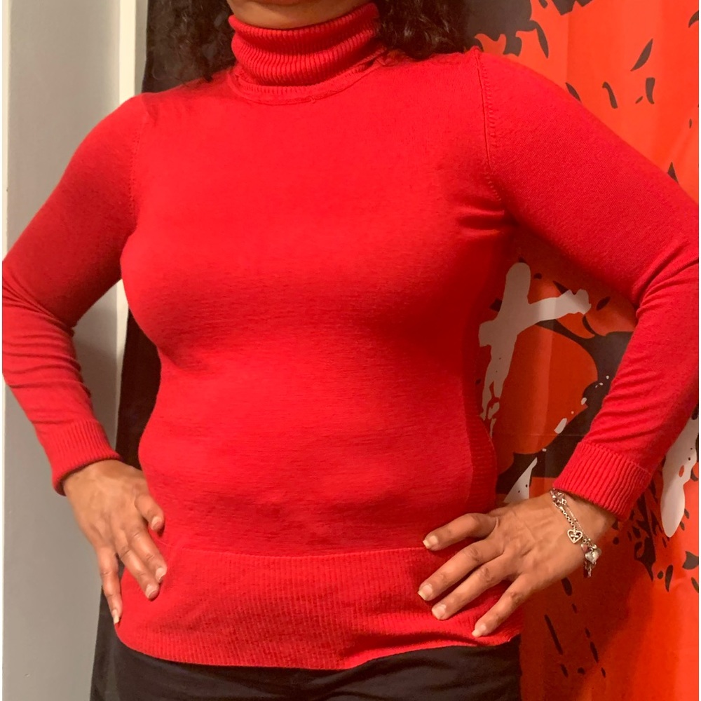 Cable & Gauge Womens Red Turtleneck Pullover Sweater Sz Large Long Sleeve.